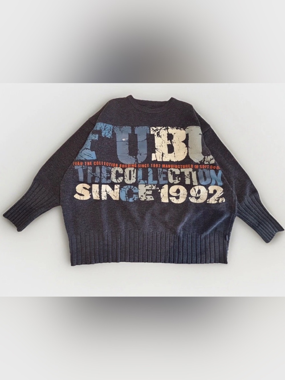 Vintage FUBU The Collection Knit Sweater 4XL Heavyweight Y2K Hip Hop Streetwear